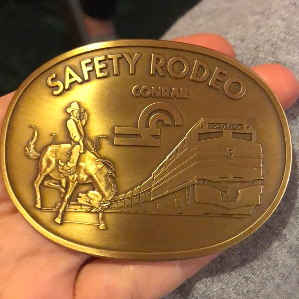 Contrail safety rodeo brass buckle for belt 2000 !